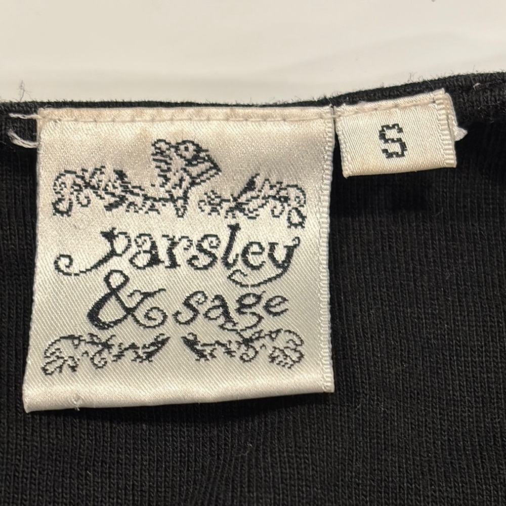 Parsley & Sage Black Cardigan Top with Sequin, Appliqué, Embroidered Flamingos - Picture 6 of 9